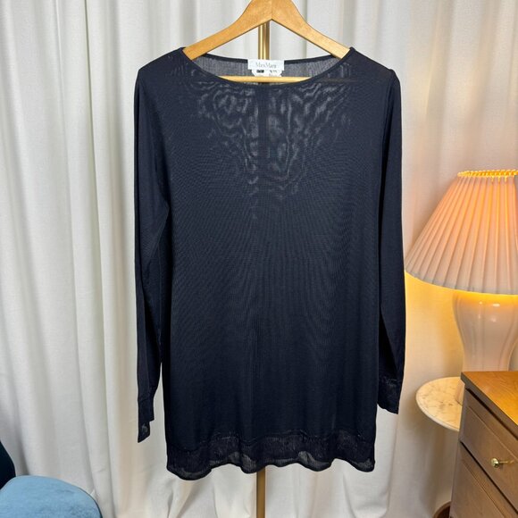 MaxMara Boat Neck Sheer Tunic Knit Top Sweater Made in Italy size Large - Picture 1 of 11